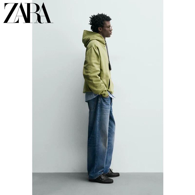 ZARA 2026 весна-лето новые товары мужской хлопковый свободный худи с капюшоном базовый длинный рукав свитшот 0761410 519