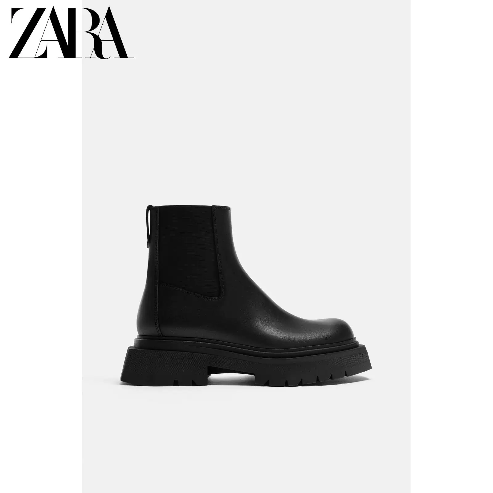 ZARA специальное предложение Мужские туфли Черные кожаные носок круглый мыж ботинки Chelsea 2008620 800