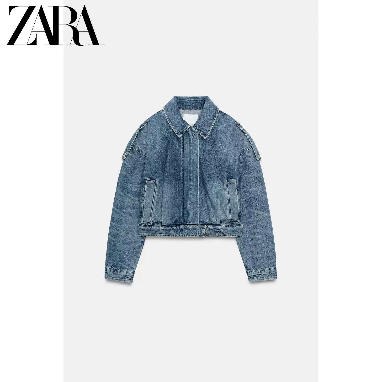 ZARA 2026 Весна и Лето новое поступление женская короткая джинсовая куртка с завязками 8727071 400