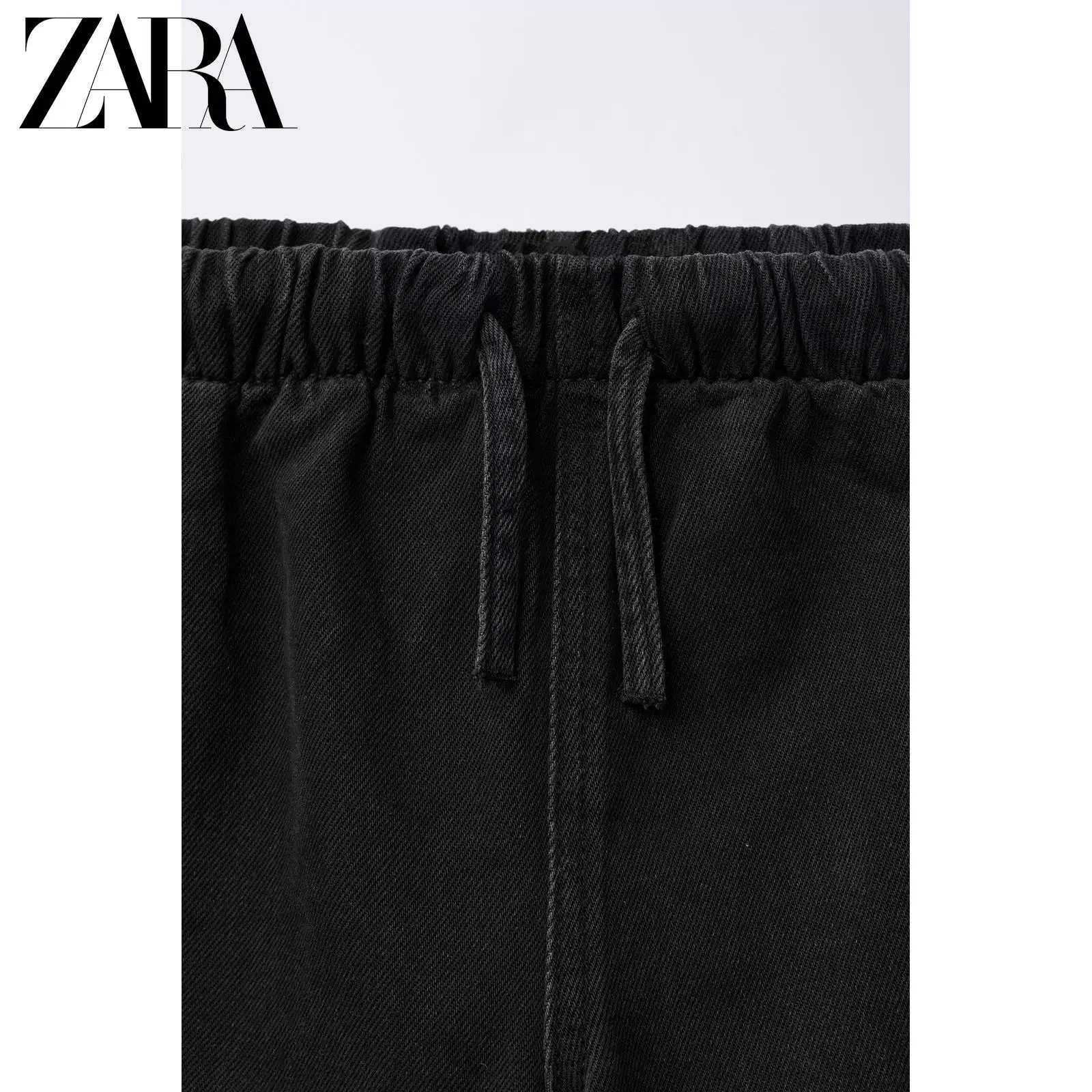 ZARA 2026 весна-лето новые товары детская одежда для девочек шнурованные свободные широкие джинсы повседневные 4441615 800