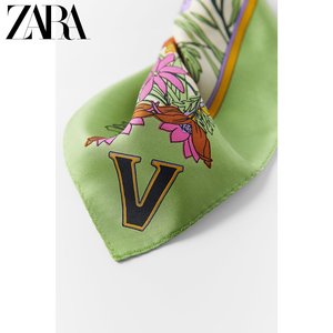 ZARA 新款 女装 首字母饰真丝薄围巾 08377015500