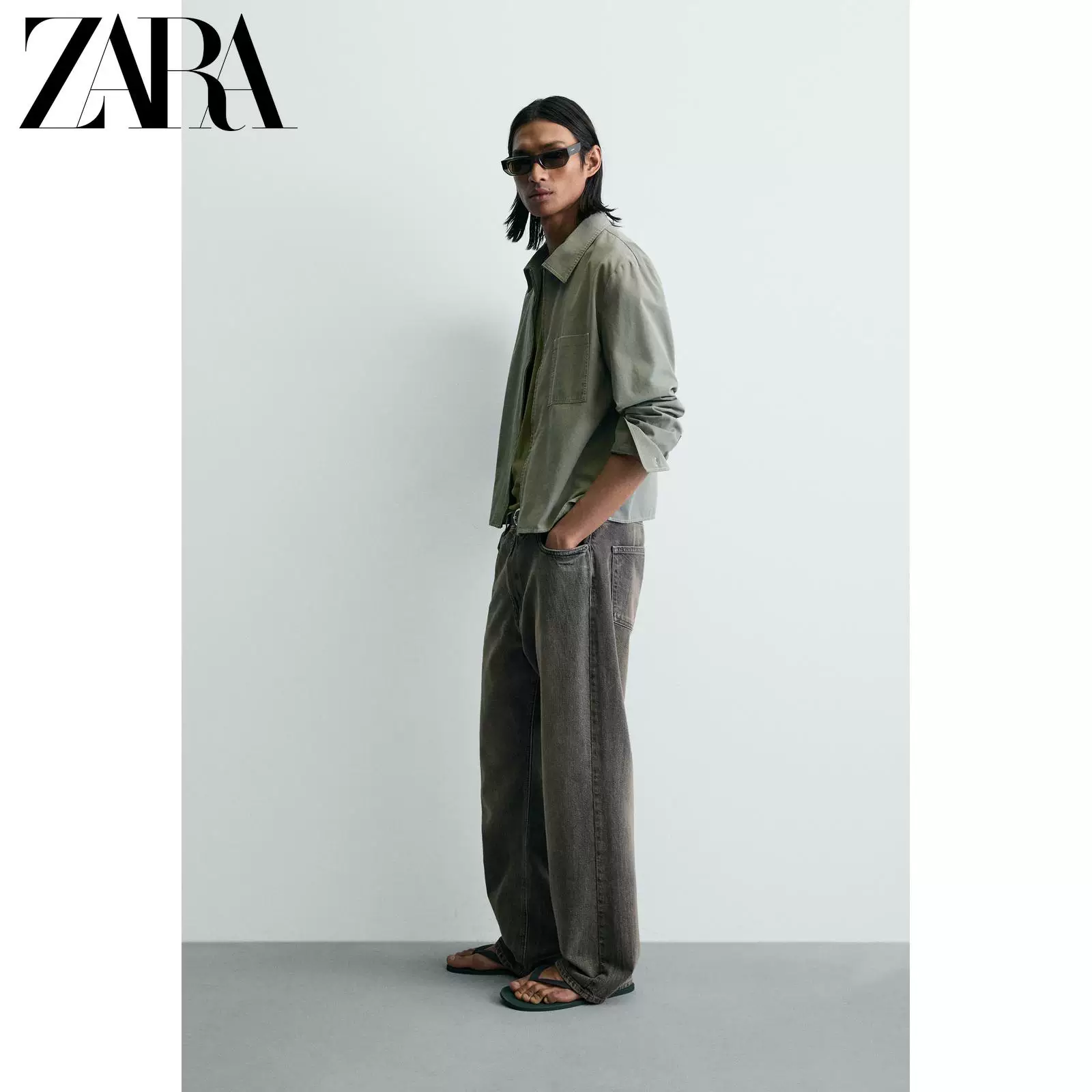 ZARA 2026 весенне-летние новинки Мужская куртка-рубашка с молнией из хлопка, короткий рукав, длинный рукав, артикул 4209400 500