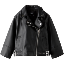 ZARA 2024 autumn new product baby and toddler leather texture casual long-sleeved lapel jacket 5854559