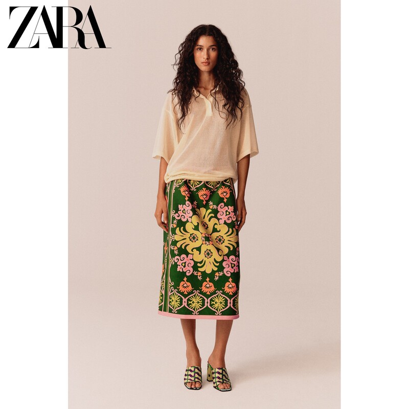 Zara2026 Early Autumn New Women's Clothing Studio Series Mid-Waist Printed Skirt 8002800 020 Zara2026 Early Autumn New Women's Clothing Studio Series Mid-Waist Printed Skirt 8002800 020