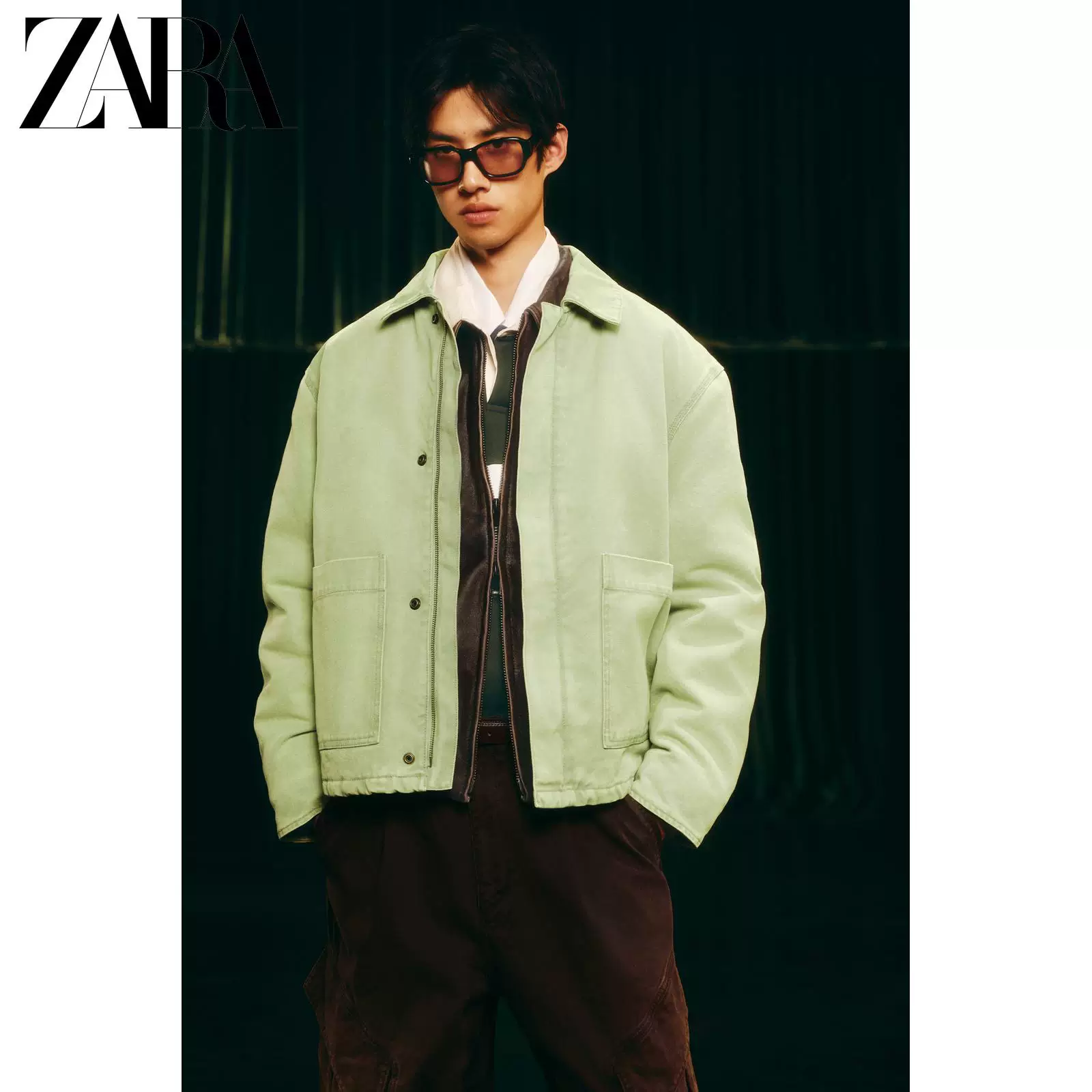 ZARA 2025 зима Новые товары мужская стёганная свободная куртка 4575801 526