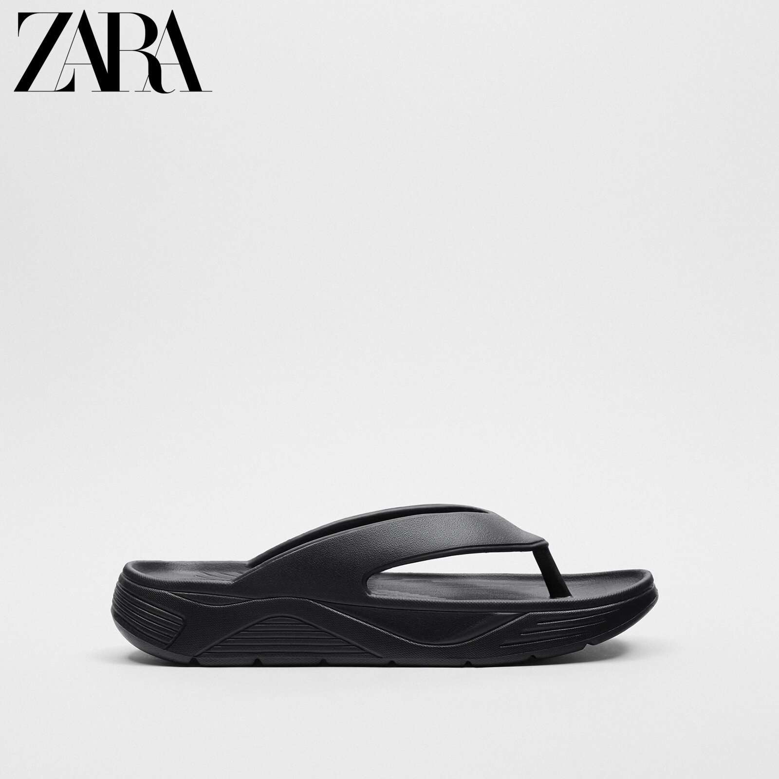 ZARA spring new pint men's shoes black thick bottom soft bottom beach lined with sandals 2727920040