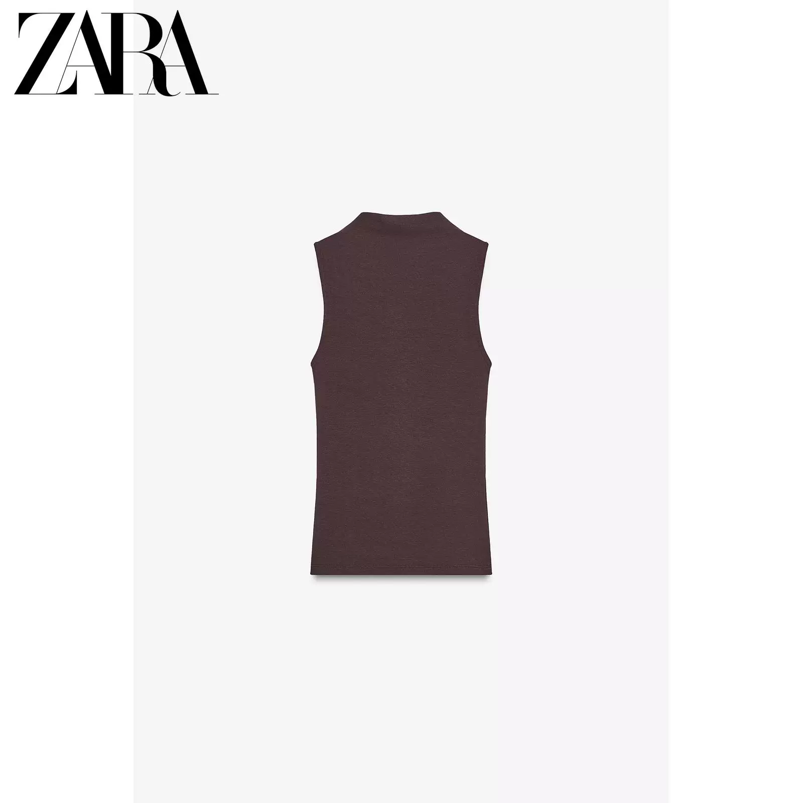 ZARA 2025 Осень Новинка Женская облегающая хлопковая модальная водолазка без рукавов топ с воротником-тирадский 3641871 605