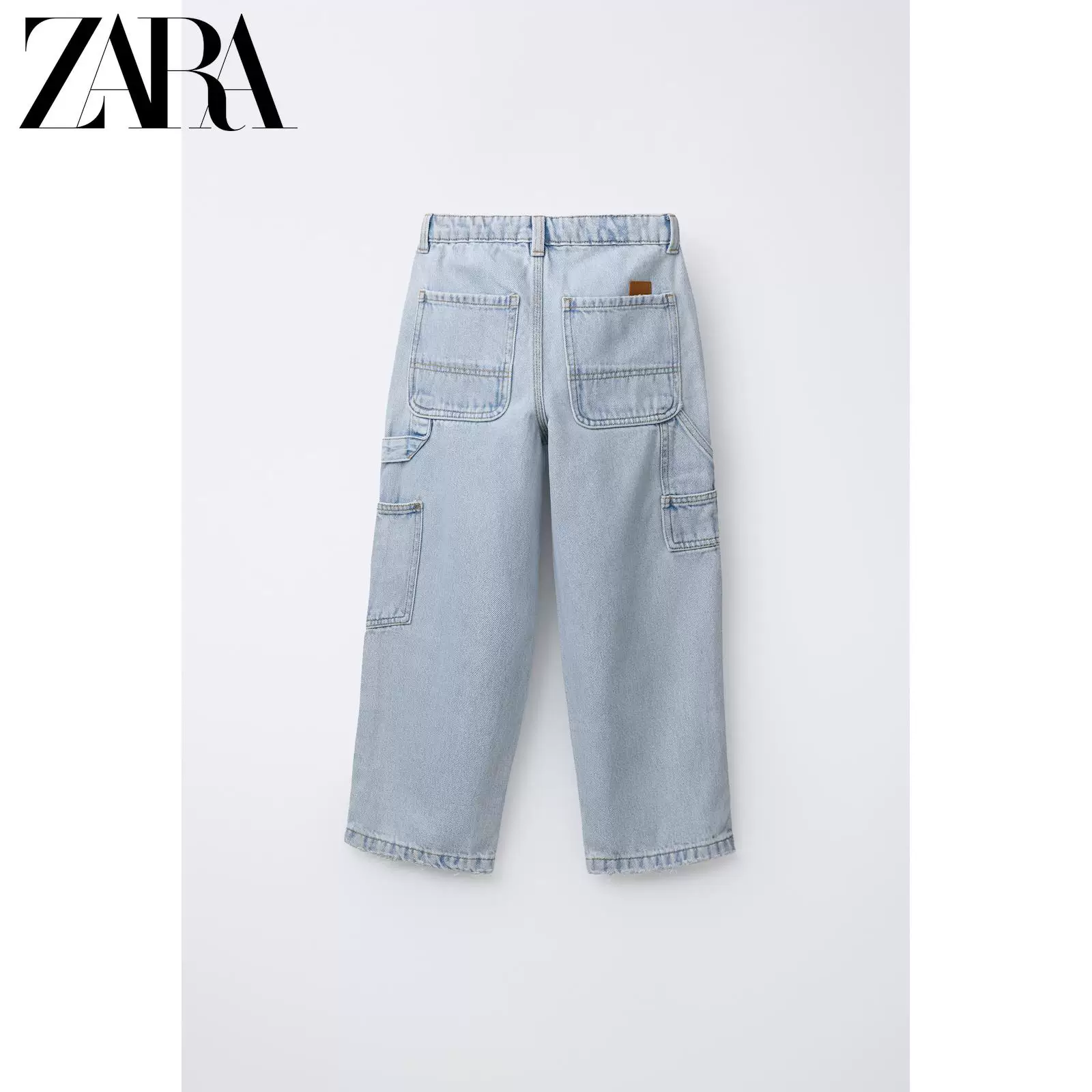 ZARA 2026 весна-лето новинки Детская одежда Мальчики Лейбл Рабочий стиль Повседневные джинсы 1630606 400