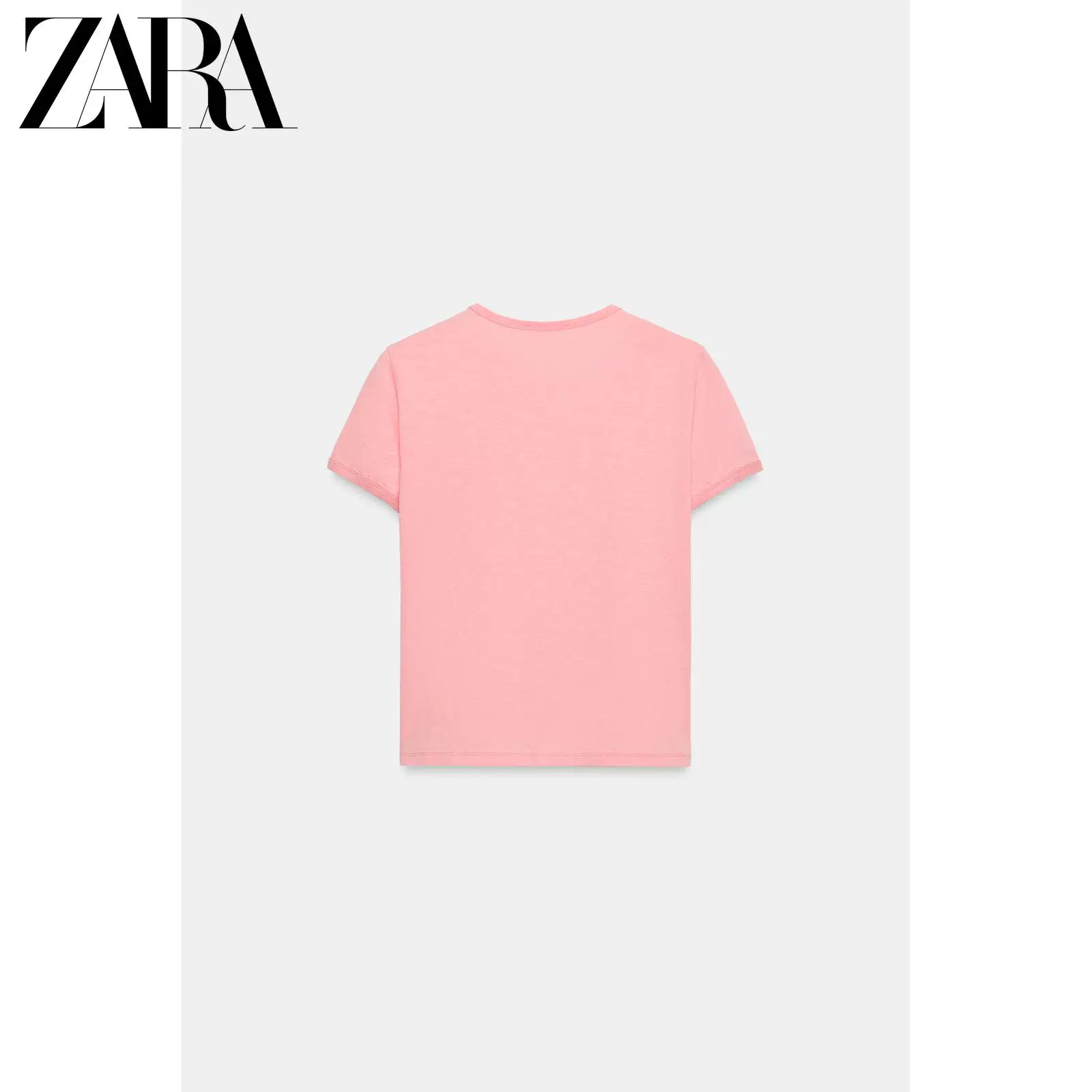 ZARA весна–лето 2026 новая коллекция женская футболка с круглым вырезом, slim, короткий рукав, вышивка 5643035