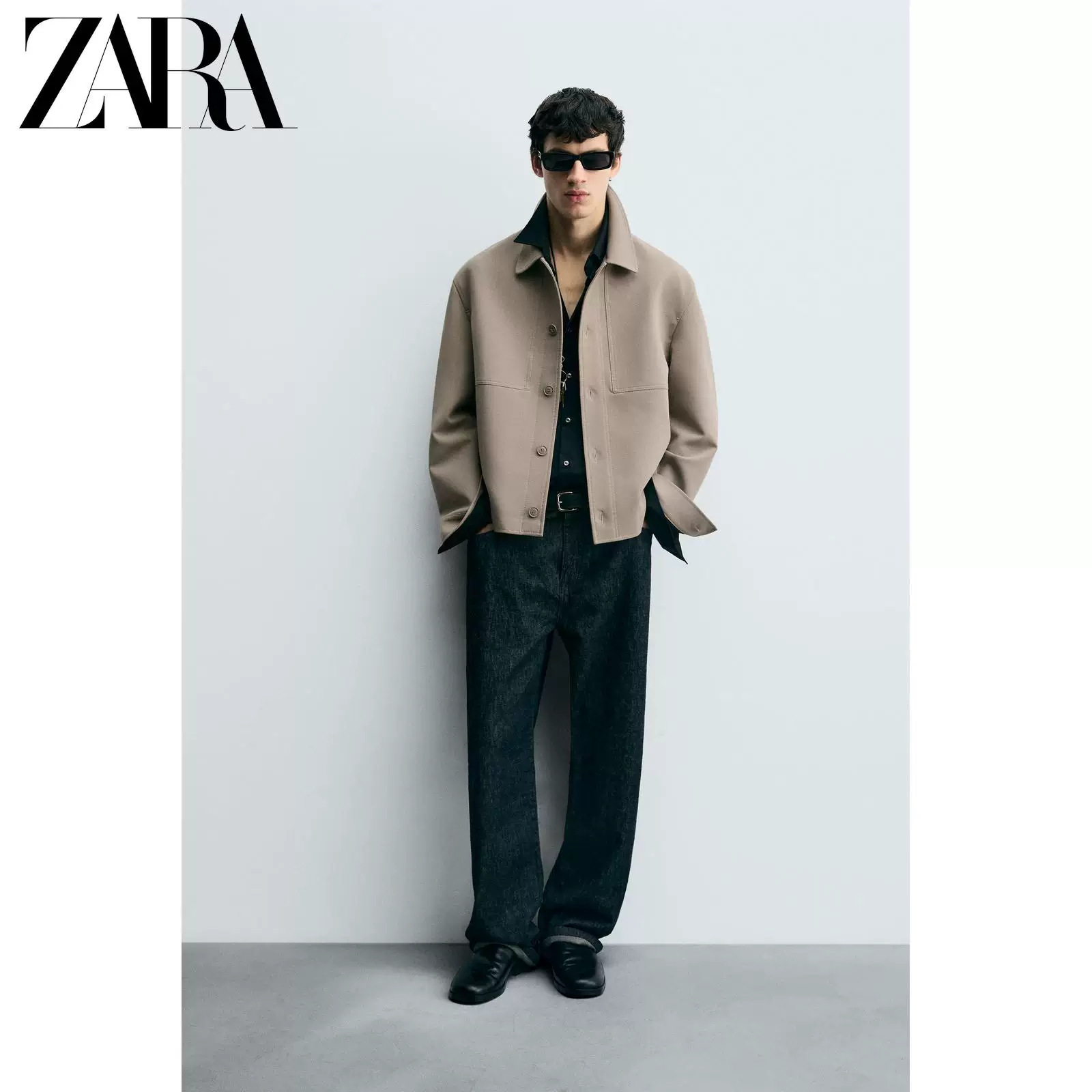 ZARA 2025 осенние новинки мужская куртка-пиджак прямого силуэта с длинными рукавами 6861390 708