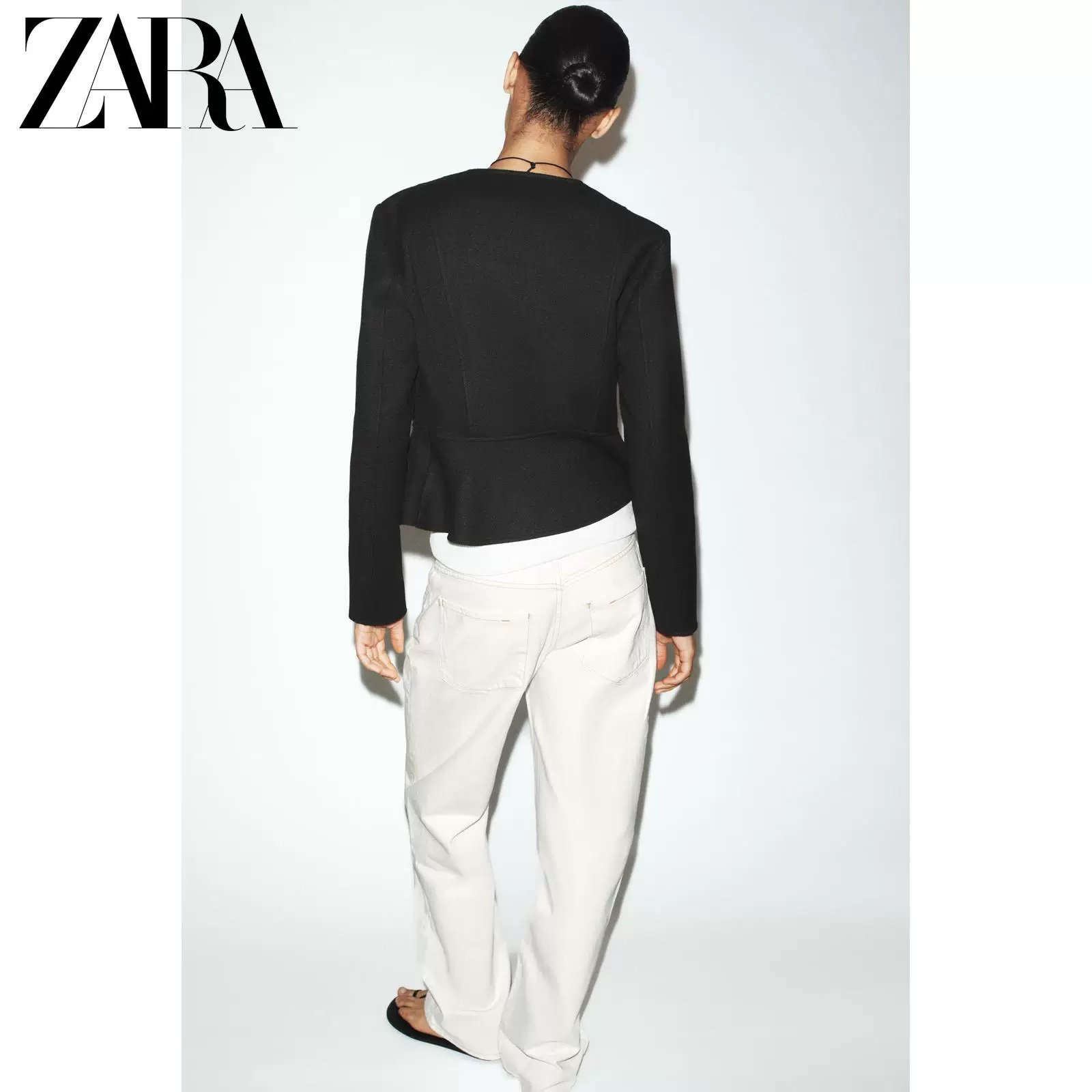 ZARA 2026 весна-лето новое прибытие женская куртка с длинным рукавом круглым вырезом и молнией, 4968226 800