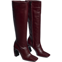 ZARA2024 new autumn and winter womens shoes square toe high-heeled leather boots LIMITED EDITION 4003410