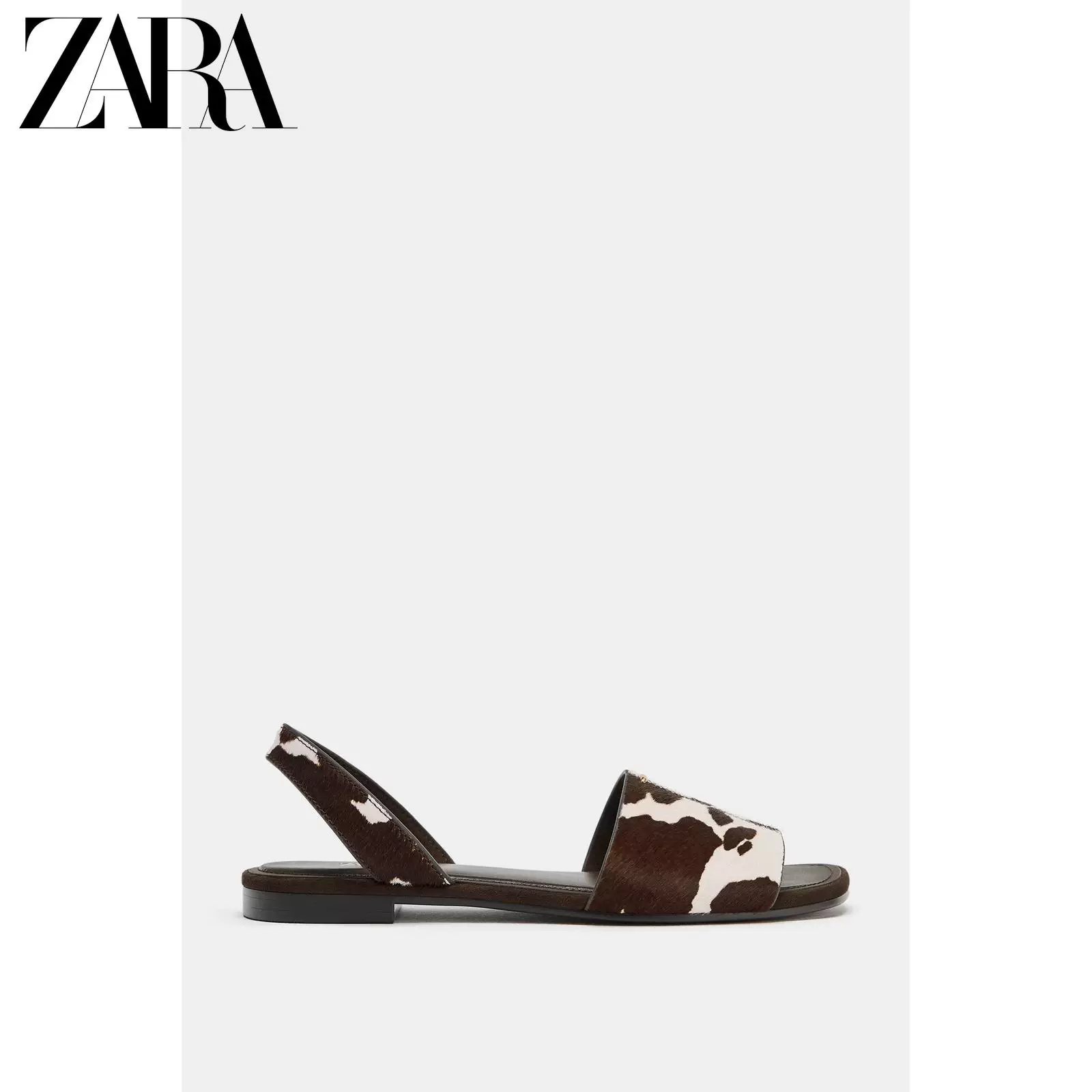 ZARA 2026 год весна-лето новые товары Женская обувь Искусственный мех Кожа Распечатанные балетные сандалии 2604710 202