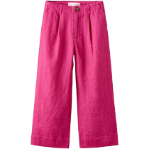 ZARA 24 new summer products childrens clothing girls pink linen casual straight wide-leg trousers 3183800 630
