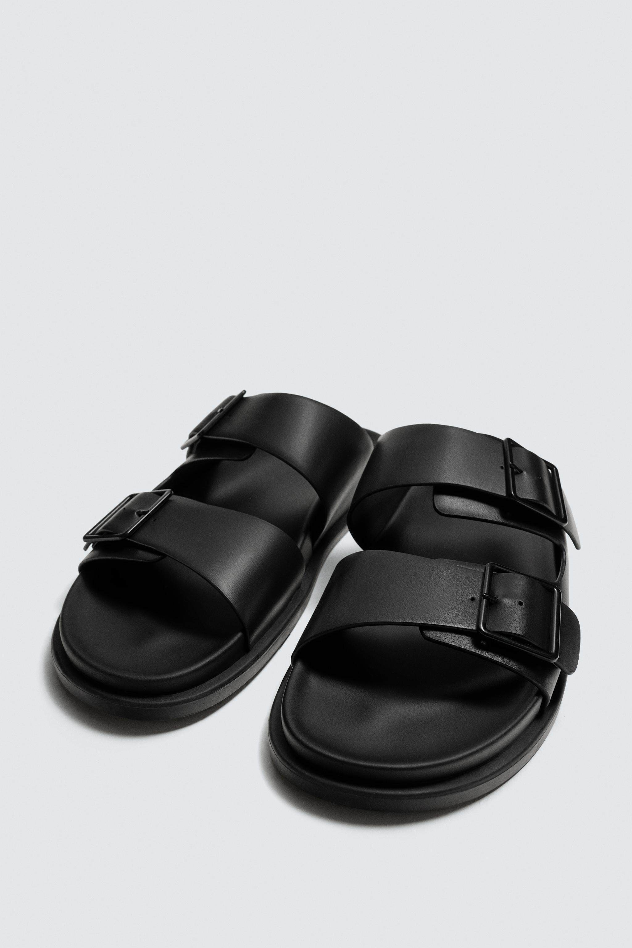 ZARA 2026 новая весна и лето Вкус мужская обувь черный двойной Украсить квартира сандалии песчаный пляж Туфли 2703720 800 