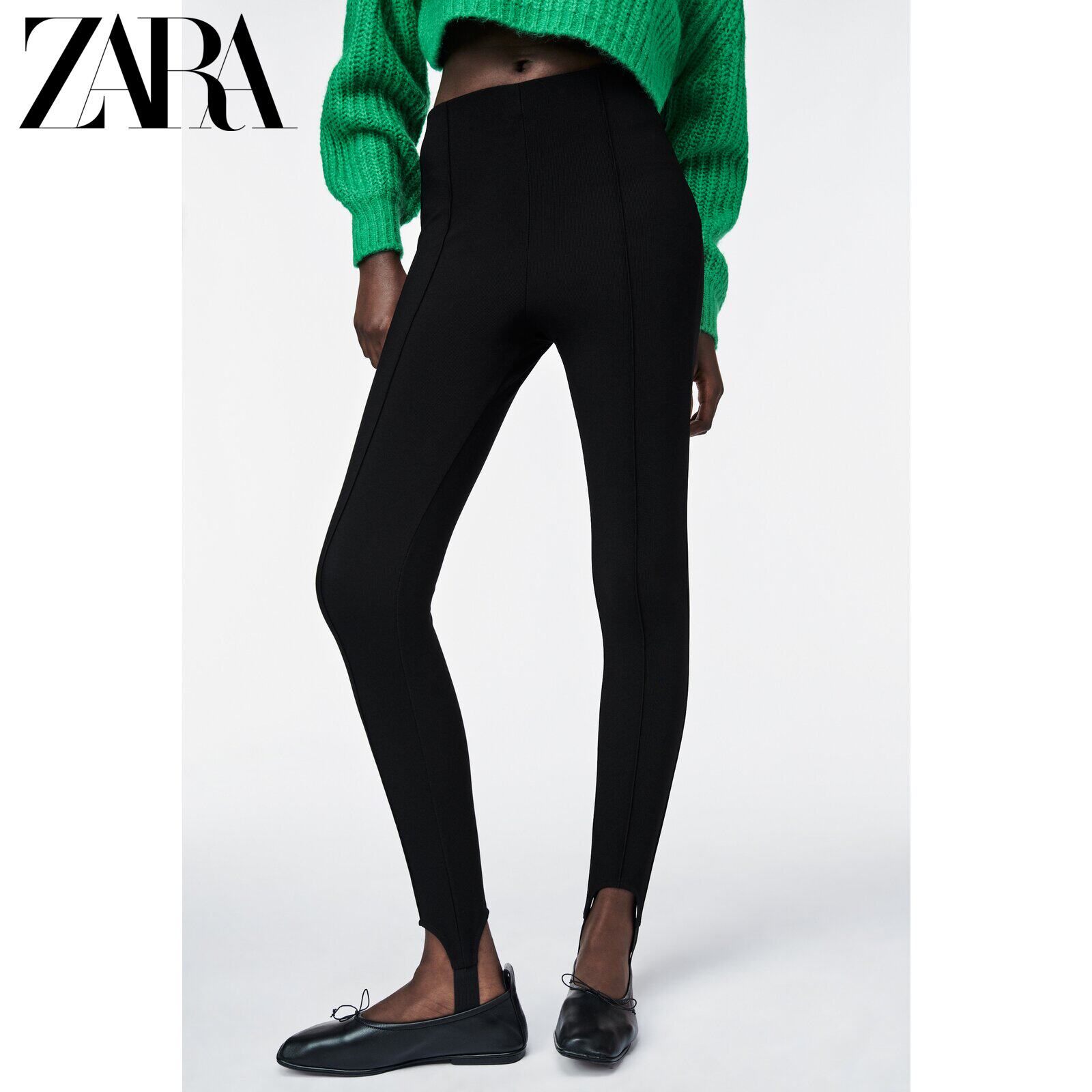 ZARA new women's high waist spinning hammer inside lap pants 1930627800