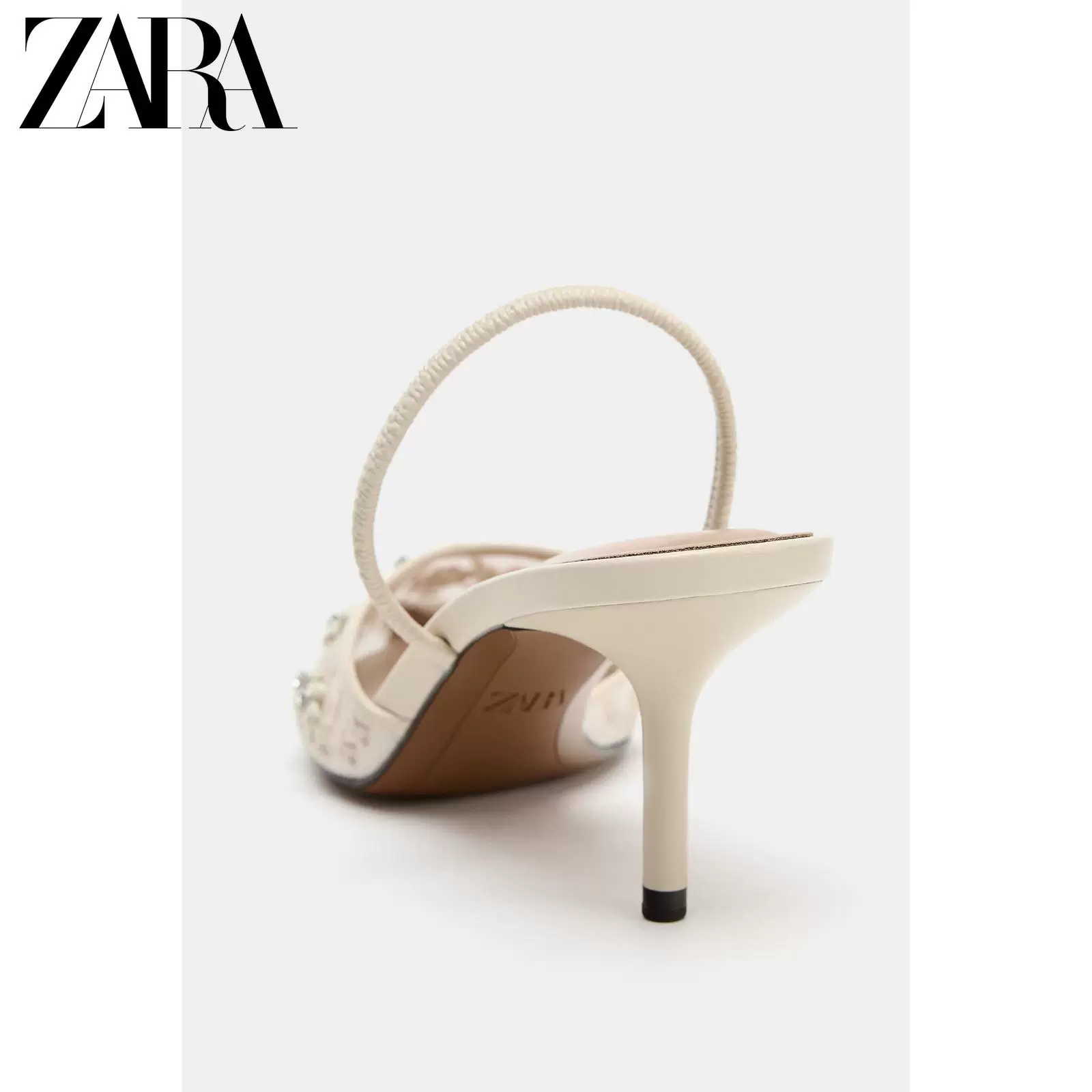 ZARA 2026 весна-лето, новые поступления, женская обувь, бисерная вышивка, украшенная сетчатая синг-бэг, высокие каблуки 2832710 001