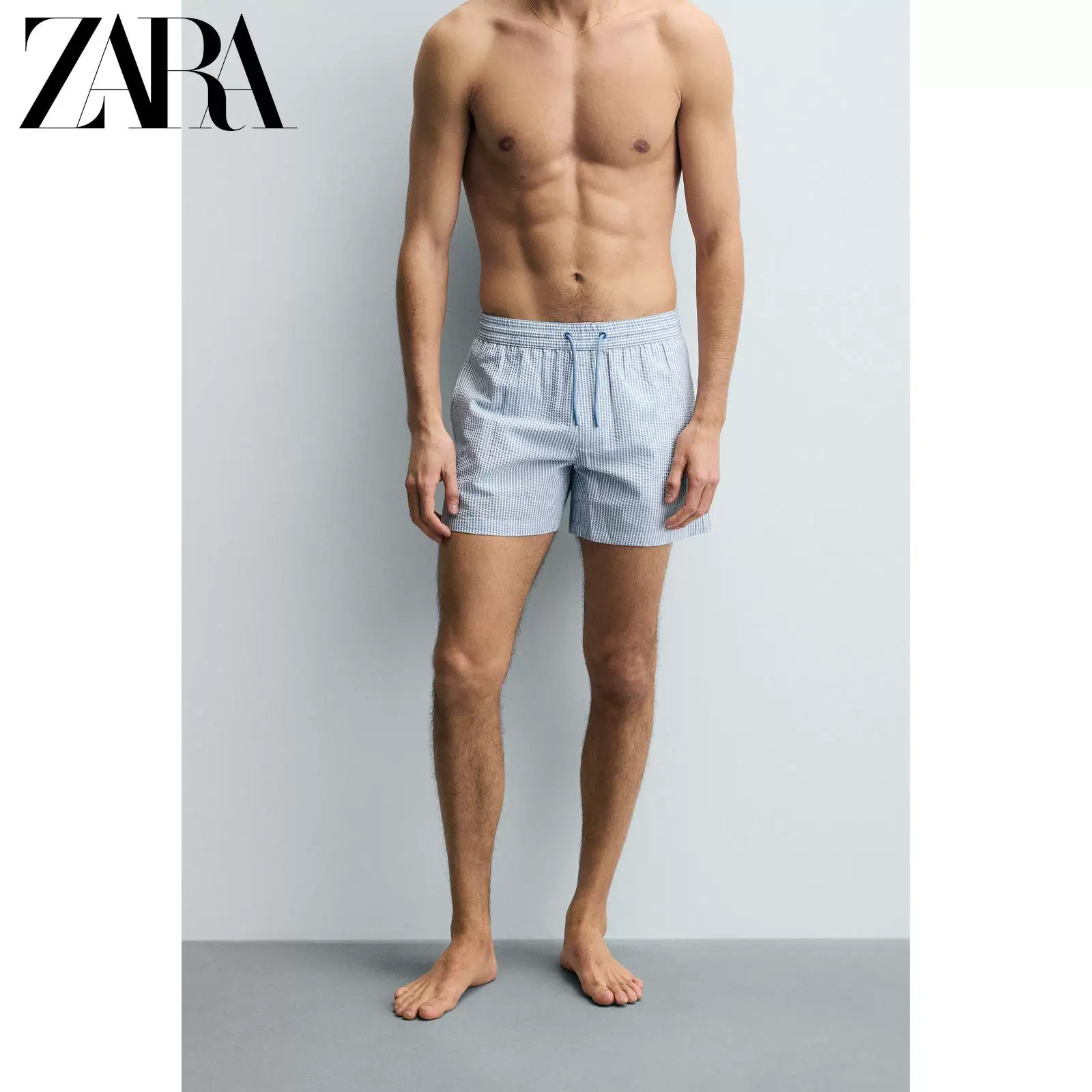 ZARA 2026 весна-лето новые товары мужские плавки-шорт пенье сеерсукер средней длины 8574407 403