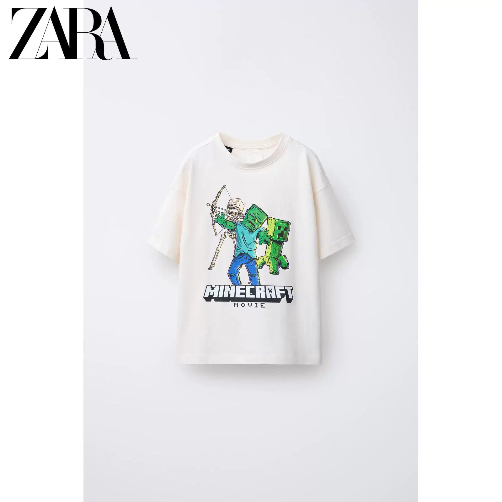 ZARA весна-лето 2026 Новинки Детская одежда для мальчиков Minecraft печатная рубашка с коротким рукавом 0722679 959
