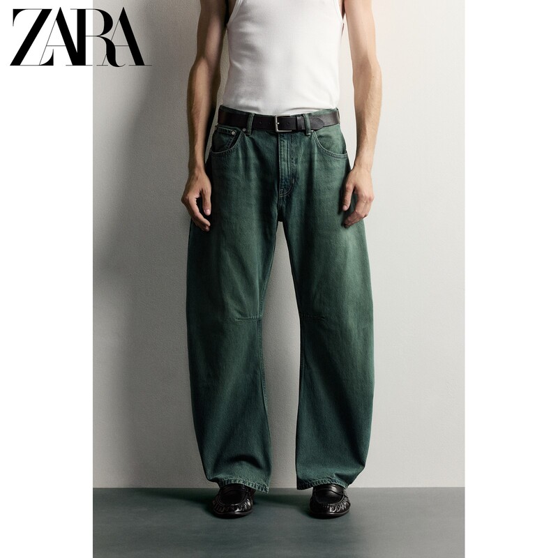 Zara2026 Autumn New Collection Men's Cotton Mid-Waist Straight Barrel-Wash Jeans 4048300 500