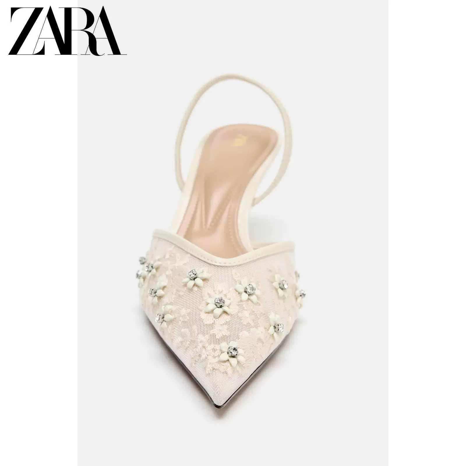 ZARA 2026 весна-лето, новые поступления, женская обувь, бисерная вышивка, украшенная сетчатая синг-бэг, высокие каблуки 2832710 001