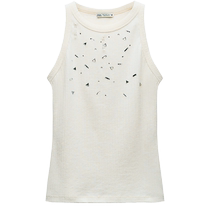 ZARA24 spring new pint woman dress positive jewellery inlaid T-shirt 0264024712