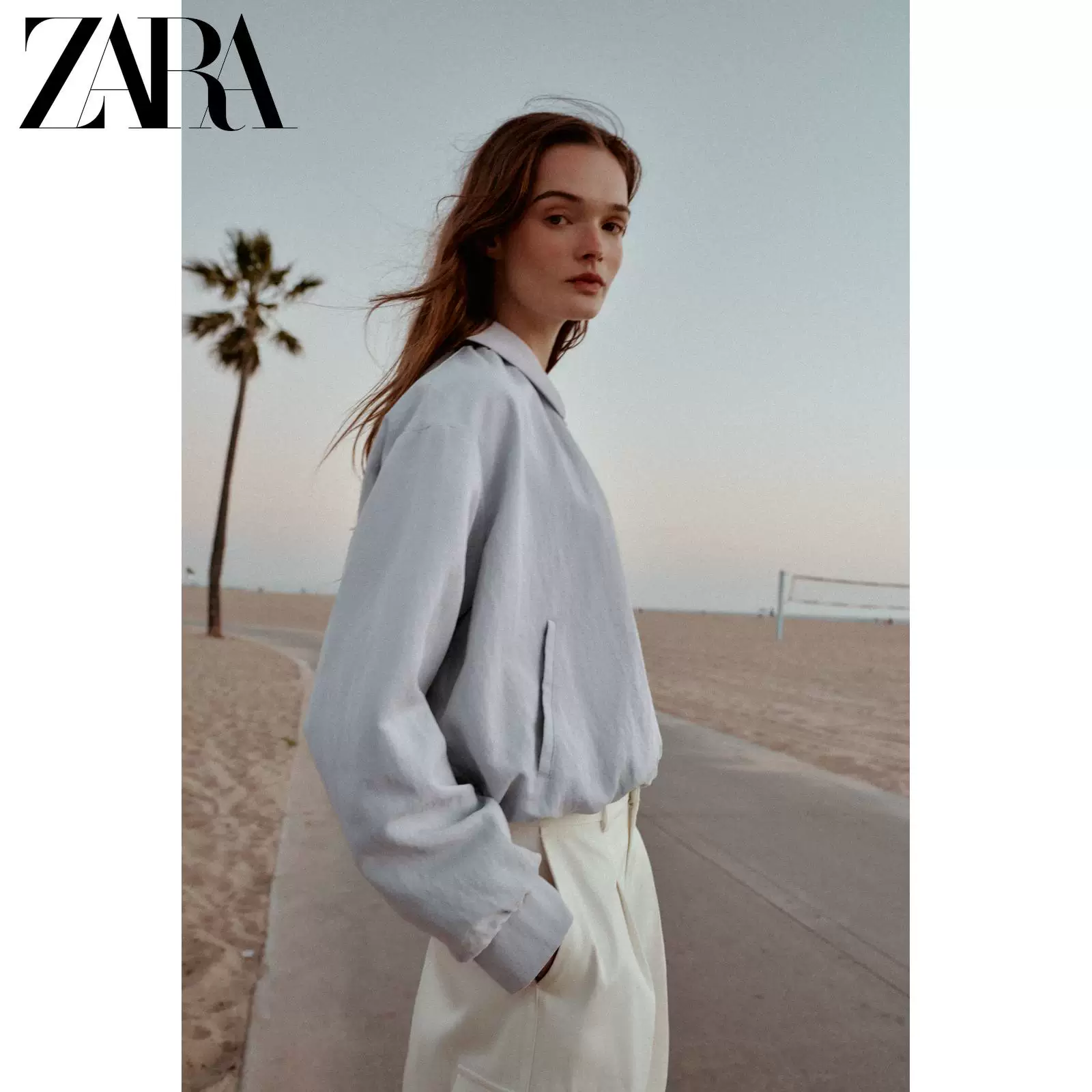 Весенне-летний новый поступление ZARA женская куртка-бомбер с длинным рукавом 'balloon' 6318039 403