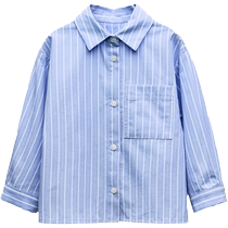 ZARA 2024 new autumn products baby girls and toddlers long-sleeved lapel striped shirt 6196217 400
