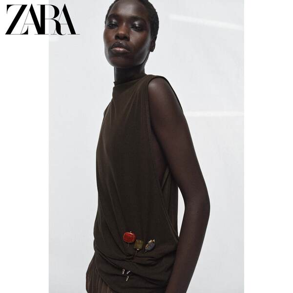 ZARA 2026 новая весна и лето Вкус женщины  3 костюм драгоценный камень брошь  4736025 881