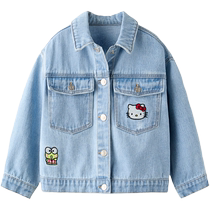 ZARA spring new pint baby baby toddler Hello Kitty pattered denim jacket