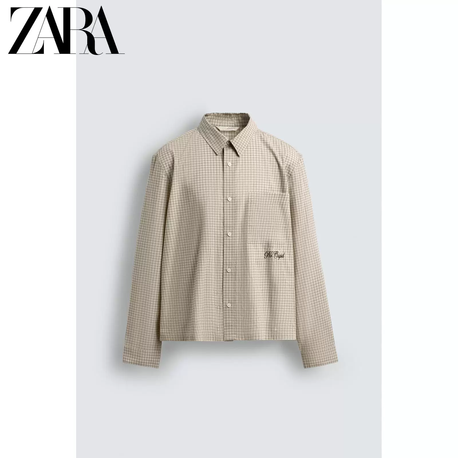 ZARA 2026 Spring and Summer New Arrivals Men's Loose Cupid Print Embroidered Plaid Shirt 1195401 712