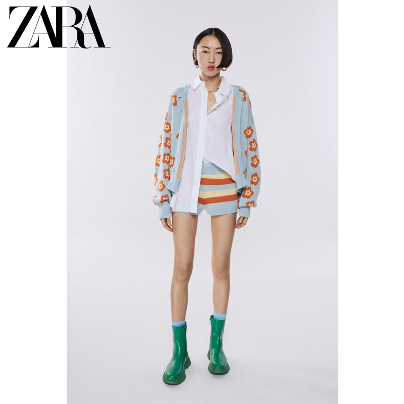 ZARA spring new women's dress flower pattern jacquard retro gentle knit jacket 4331046050