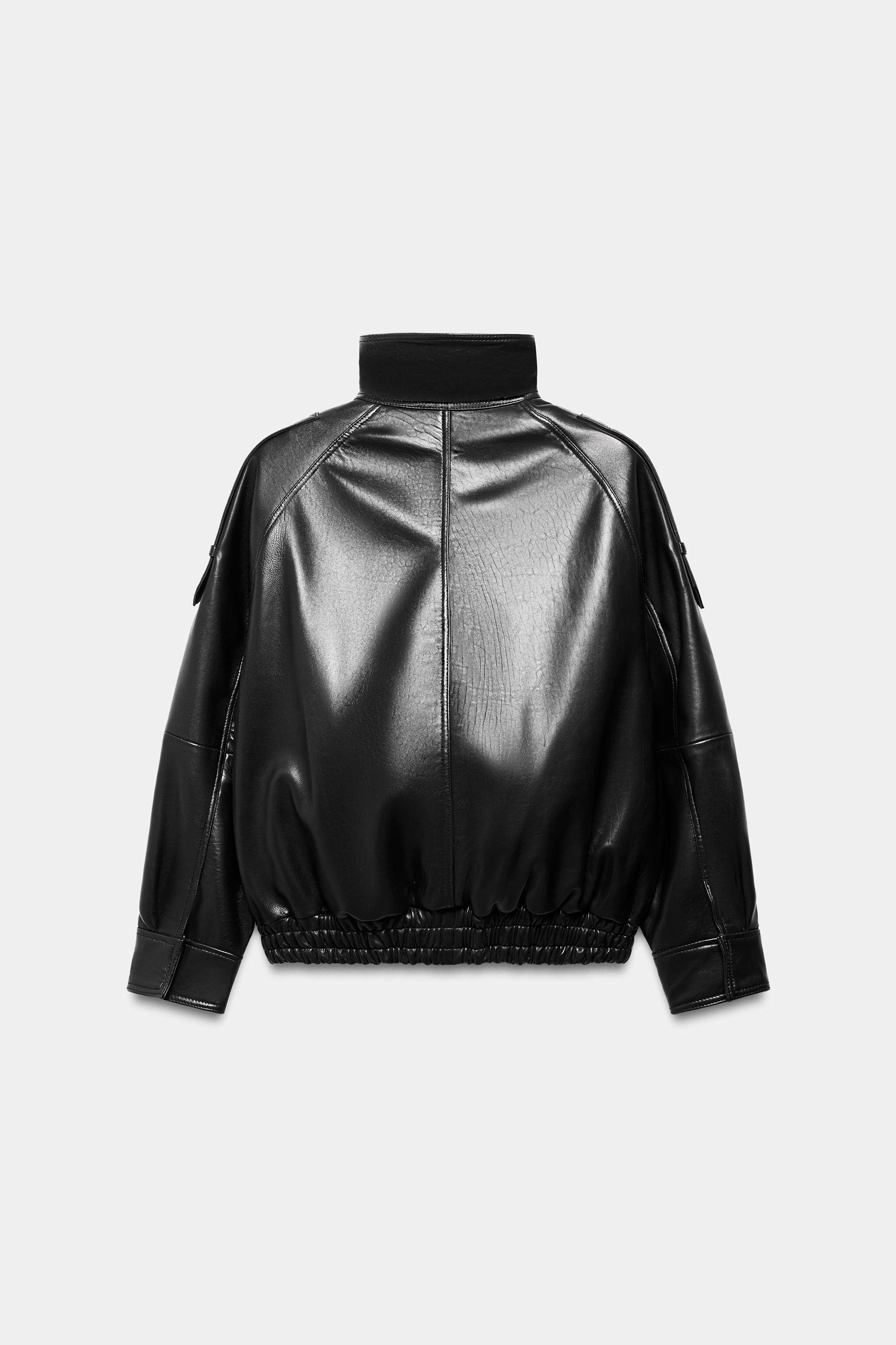 Кожаная куртка zara2026春夏新品 女装 zw 系列长袖高领纯皮革外套 5479241 800