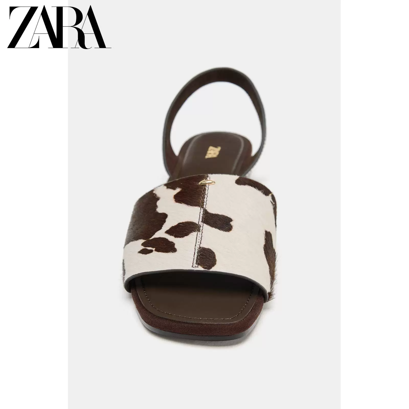 ZARA 2026 год весна-лето новые товары Женская обувь Искусственный мех Кожа Распечатанные балетные сандалии 2604710 202