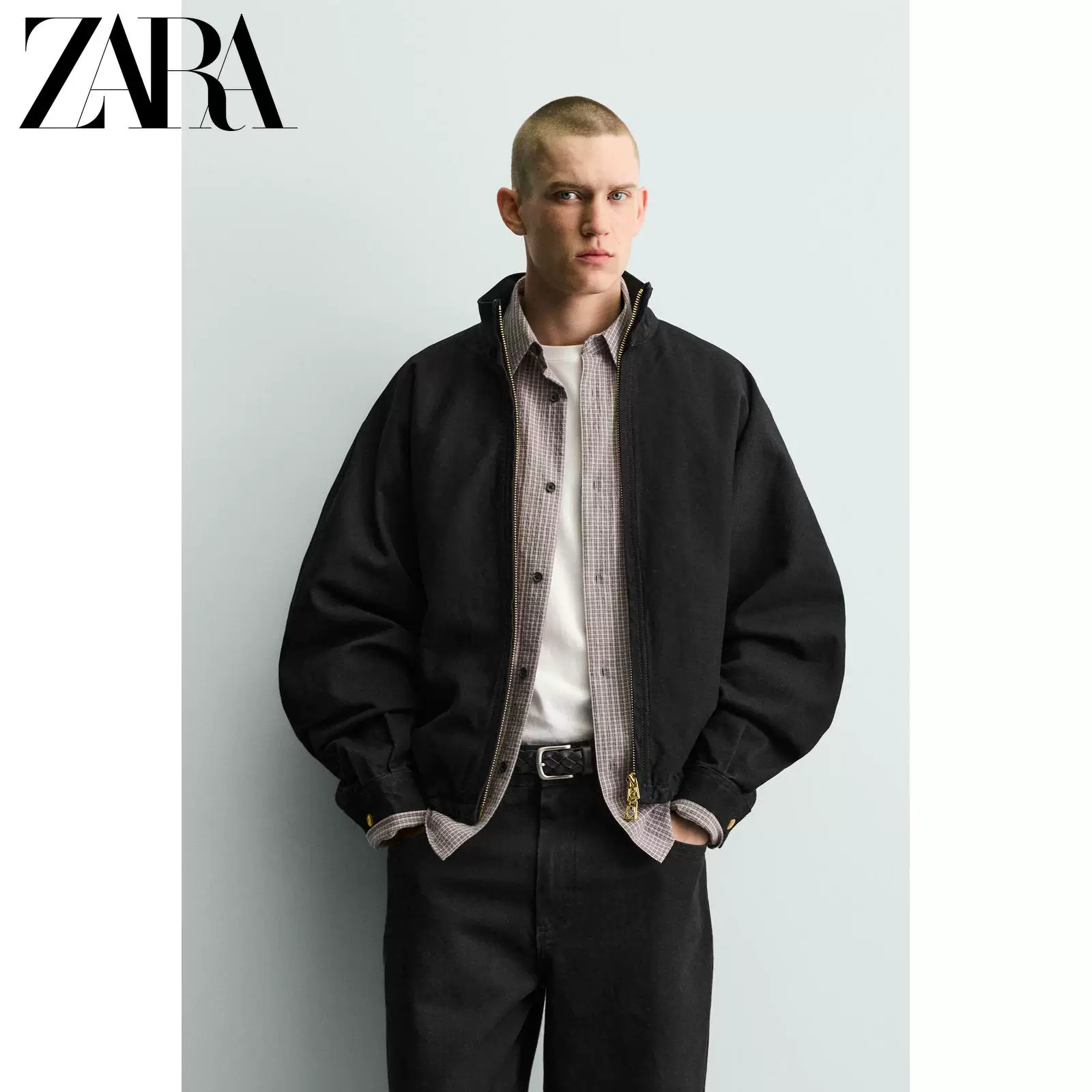 ZARA 2026 весна-лето новые поступления мужской бомбер хлопковый свободного кроя 0840461 800