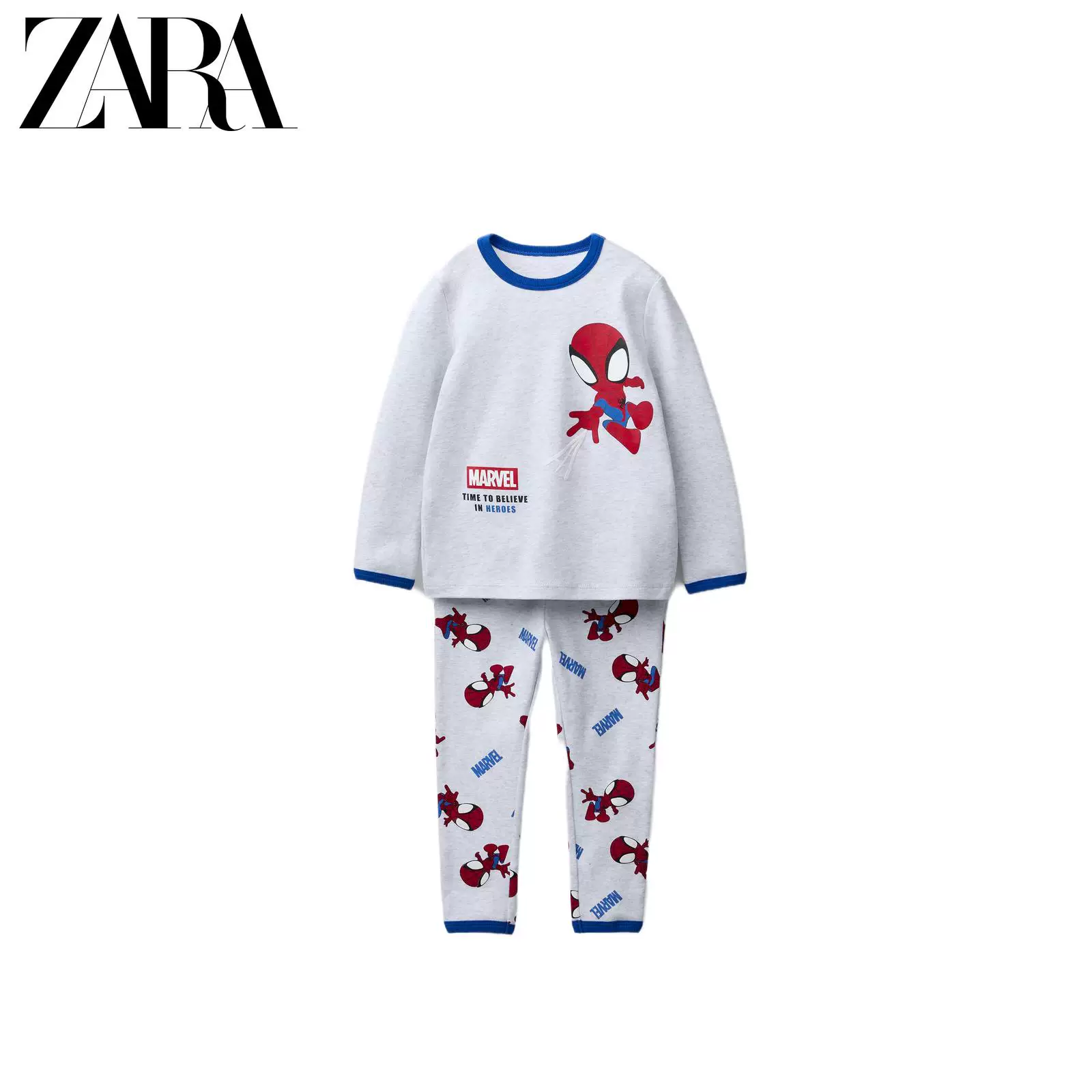 ZARA 2025 зимний новый товар, набор пижамы-футболки для мальчика-без пальто Marvel Spider-Man, 8501533 803
