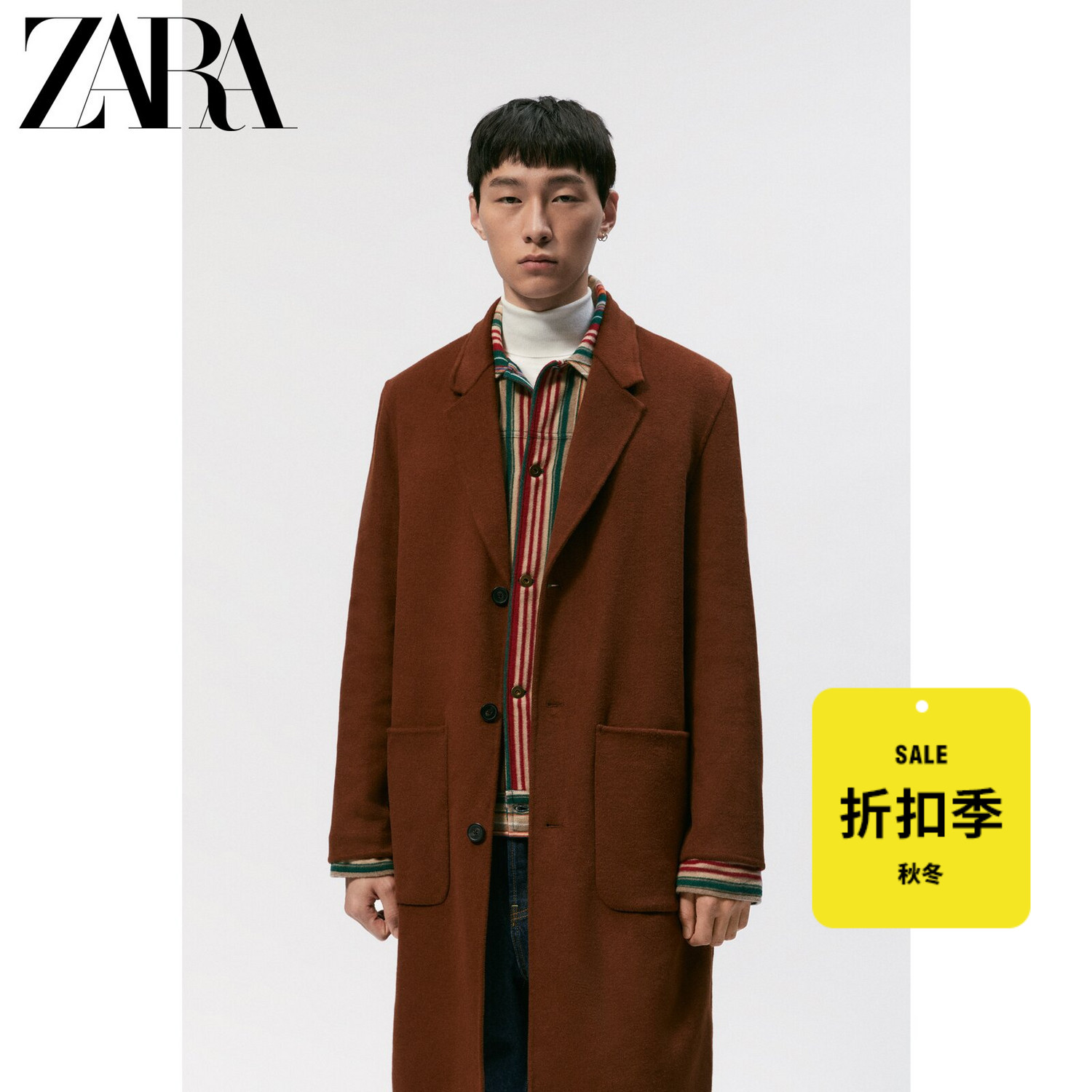 ZARA Discount Season] Men's Wool Medium Long Edition Woolen Coat 08491300670