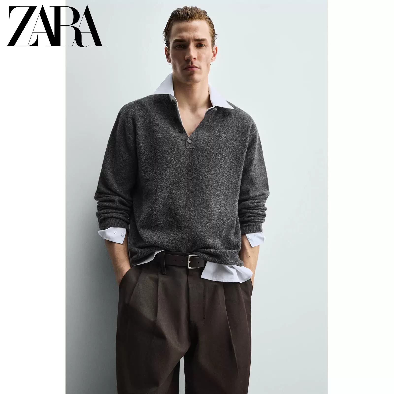 ZARA 2025 зима новые товары мужской кожаный пояс 2823400 700