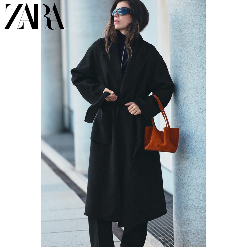 Zara2026 New Autumn Products Women's Elegant Lapel Wool Belt Coat 4070224 800