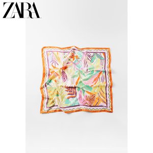 ZARA 新款 女装 丝缎质感印花薄围巾 08585201615