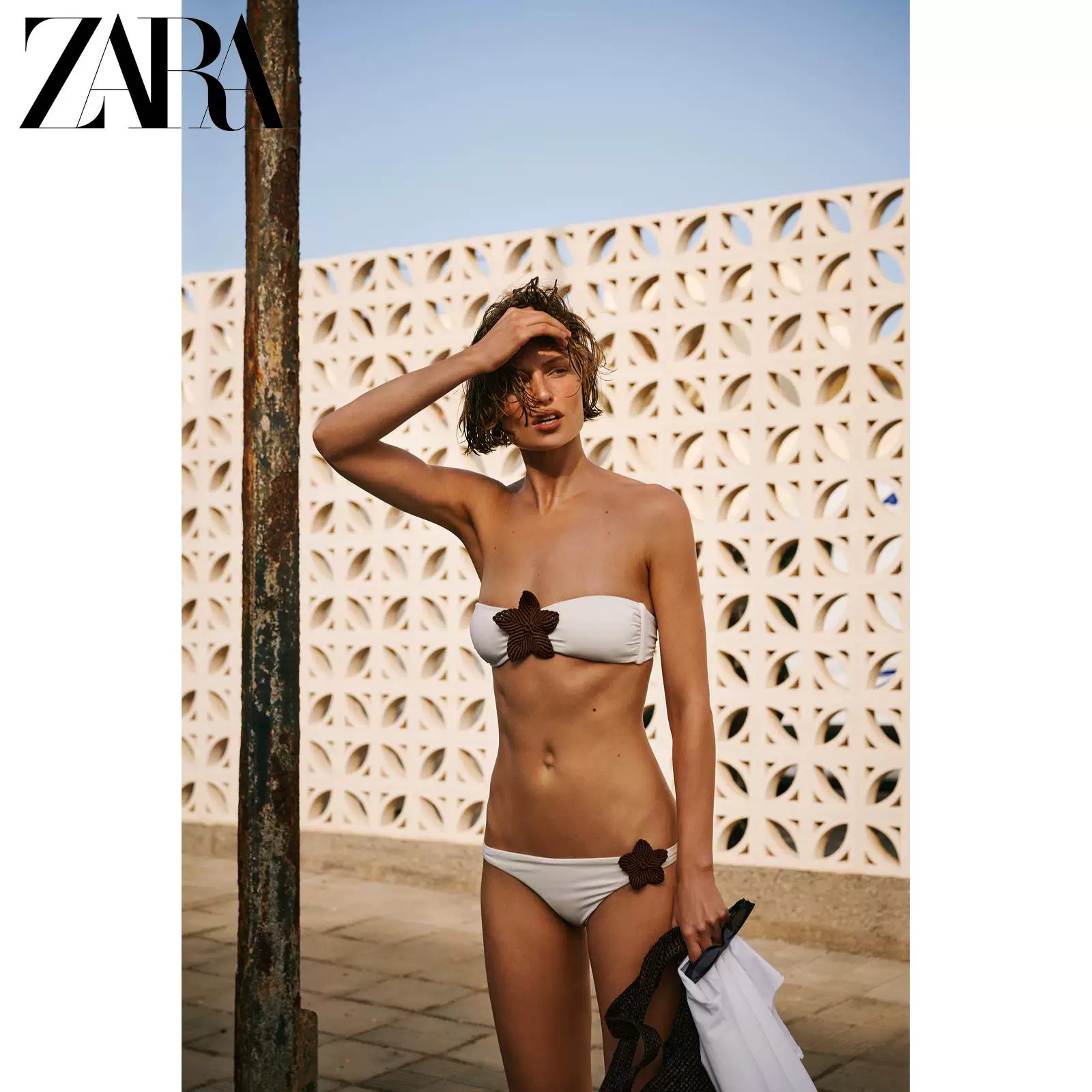 ZARA весна-лето 2026 новая коллекция женский купальник крючок цветок бандо топ 0167033 712