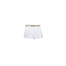 ZARA24 new summer product womens white belted pleated casual straight shorts 4387072 250