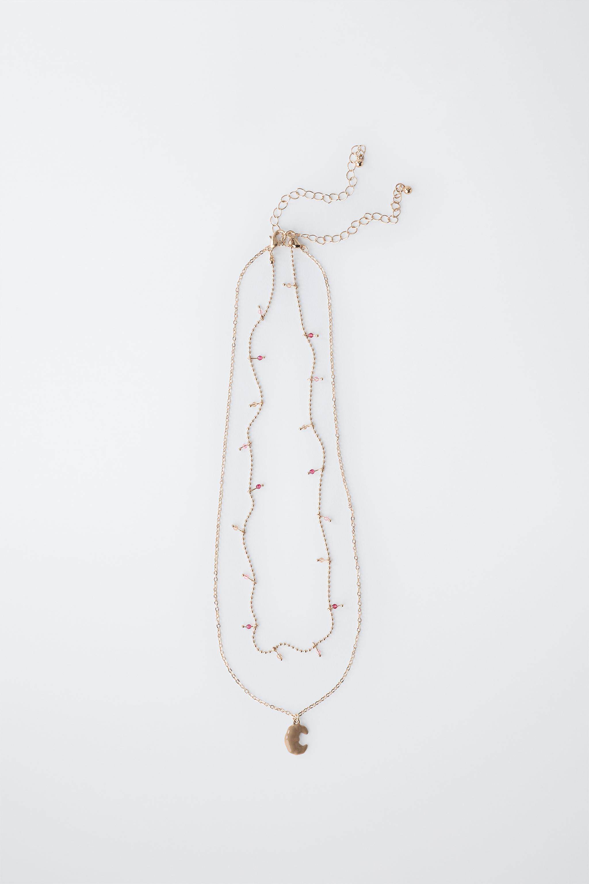 Ожерелье zara2026春夏新品 童装 两条套装羊角面包吊坠项链 0441645 303