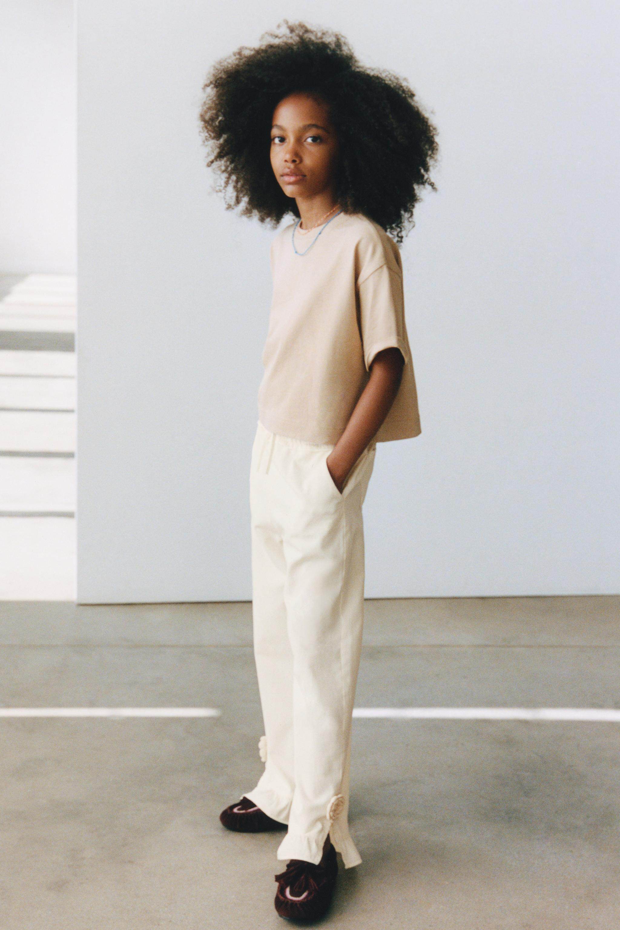 ZARA Скидка время года ребятишки девочки Слой вязание крючком цветы Украсить брюки Саб 6191716 712 ZARA 