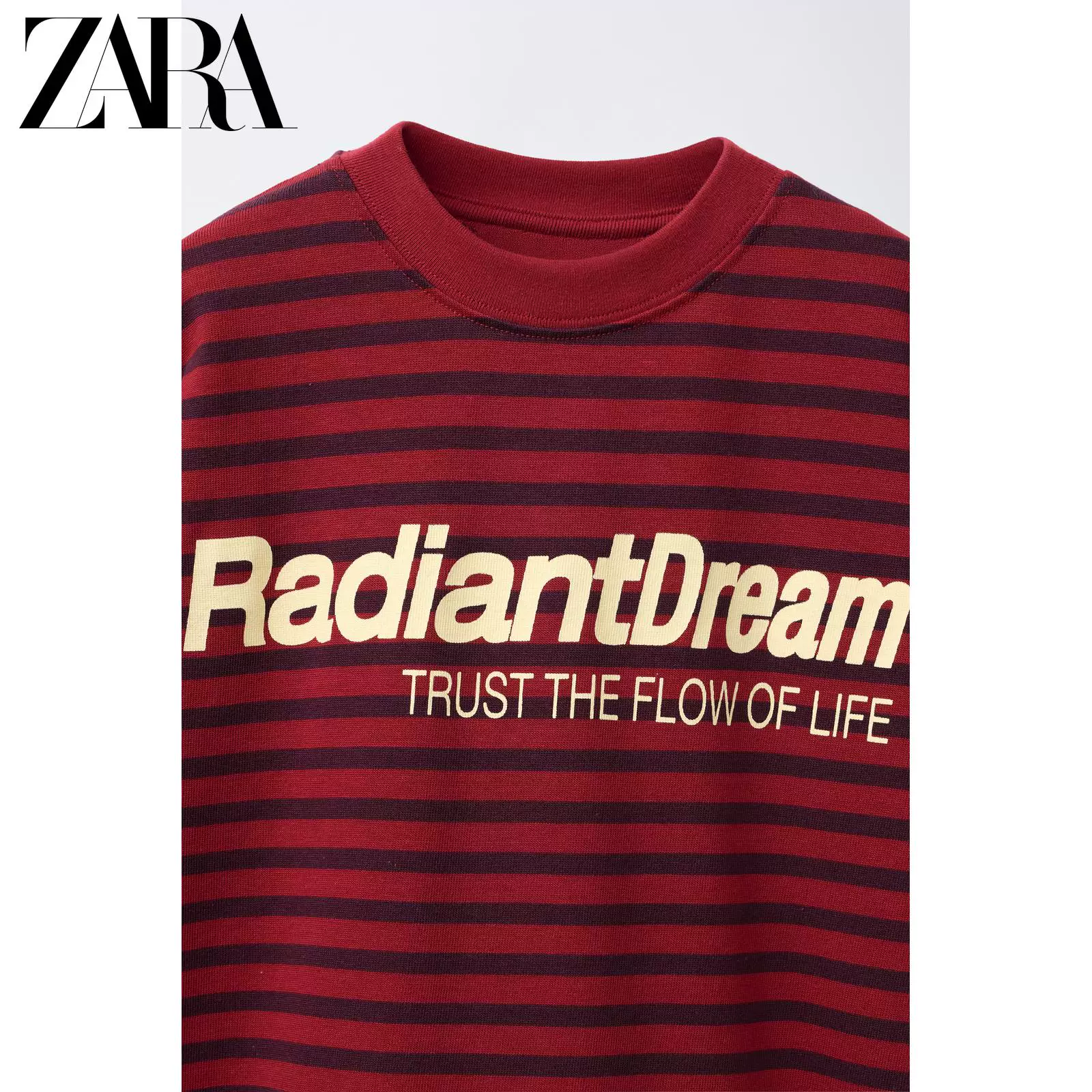ZARA Летняя красная одежда летняя, с длинным рукавом и круглым вырезом