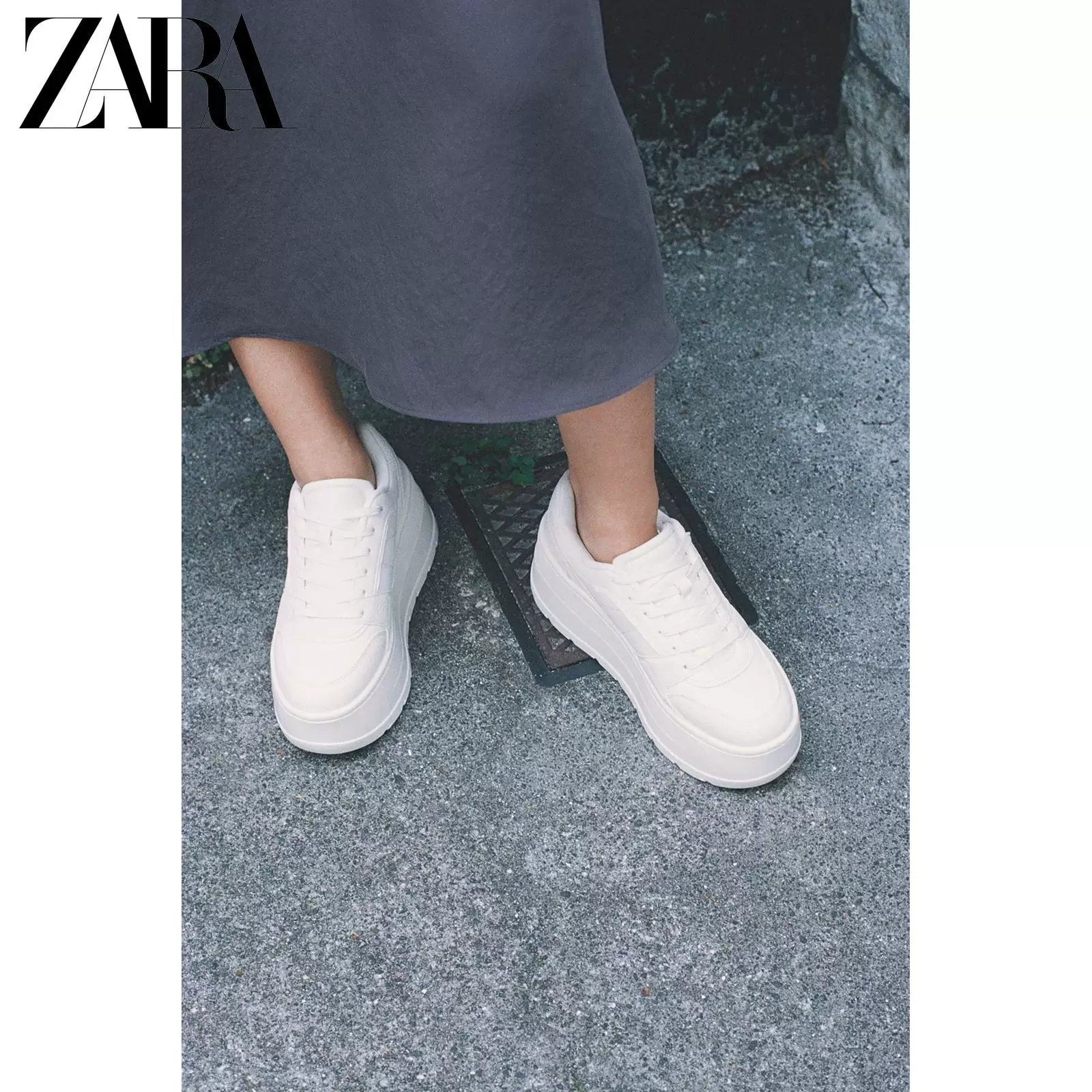 ZARA 2025 летние новинки женская обувь белая водонепроницаемая резиновая подошва спортивная белая обувь 5801610 001