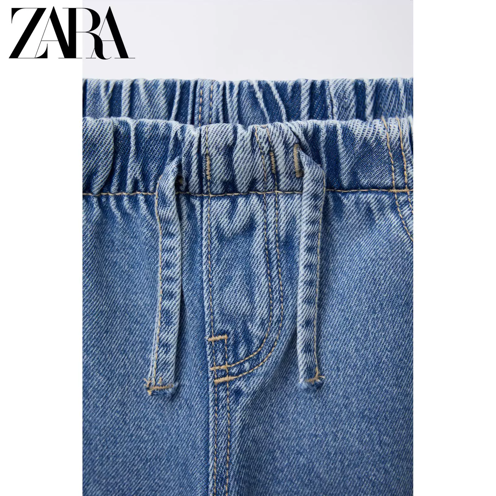 ZARA 2026 год весна-лето новые поступления, девочки и малыши, рваные и элегантные свободные широкие джинсы 8727602 427