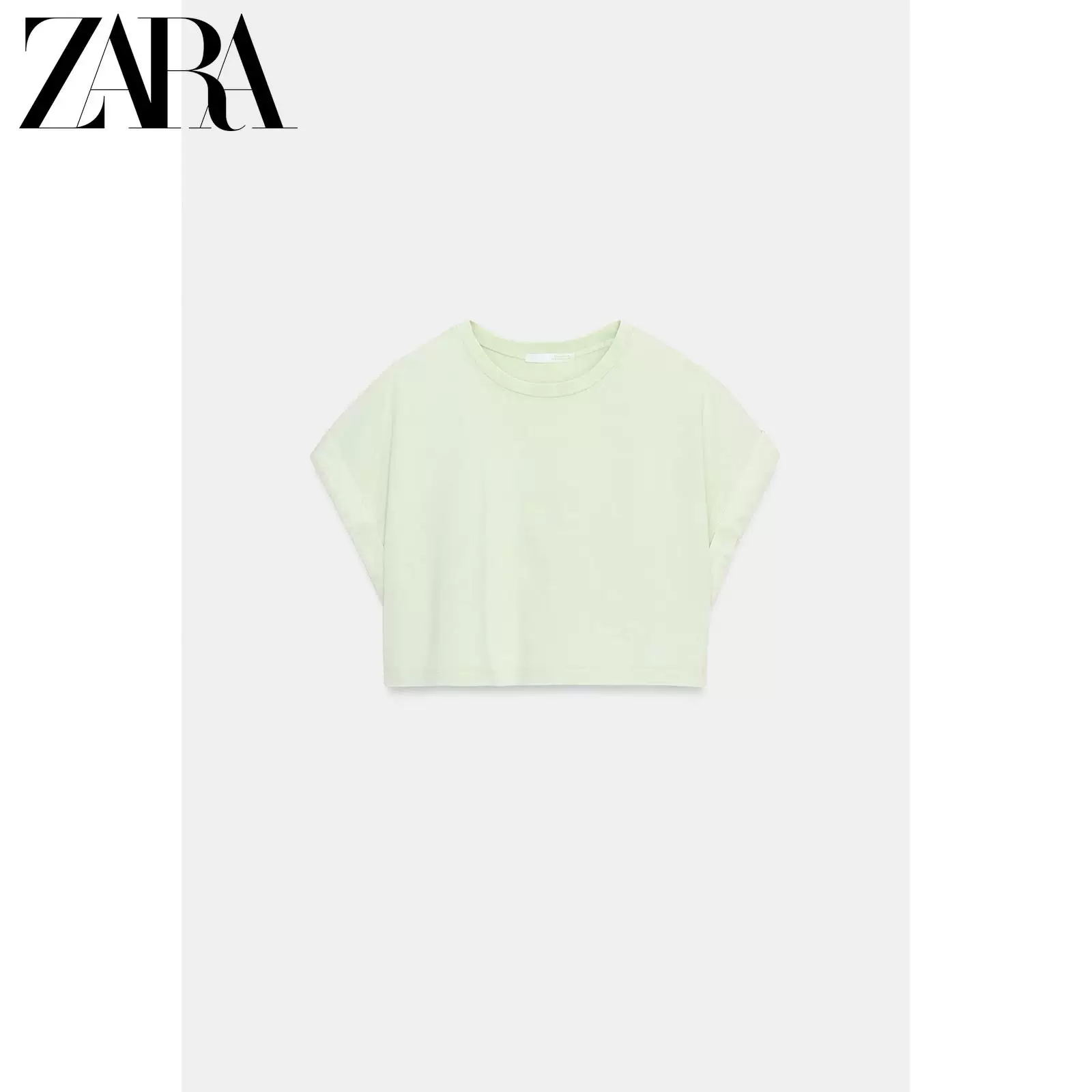 ZARA 2026 весна-лето новые товары Женская футболка с коротким рукавом и круглым вырезом, slim fit, повседневная стиль сплайс, 3253362