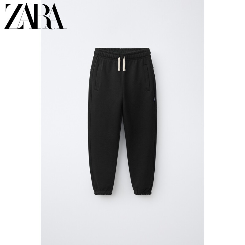 Zara2026 Early Autumn New Products Children's Clothing Boys' Label-Decorated Velvet Jogging Pants 1880672 800