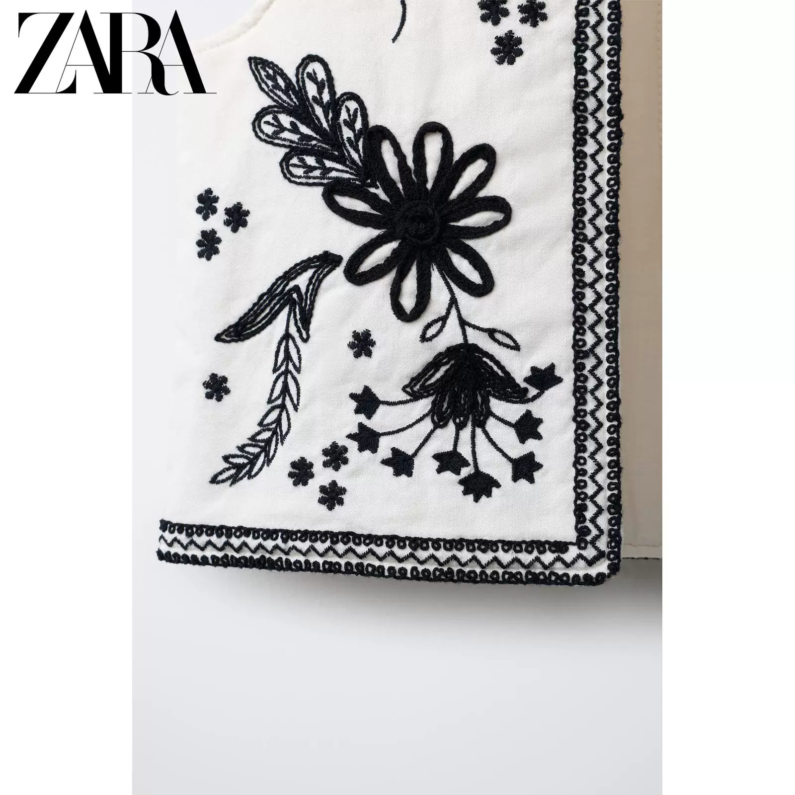 Летний жилет ZARA с круглым вырезом без рукавов, детская одежда, с вышивкой